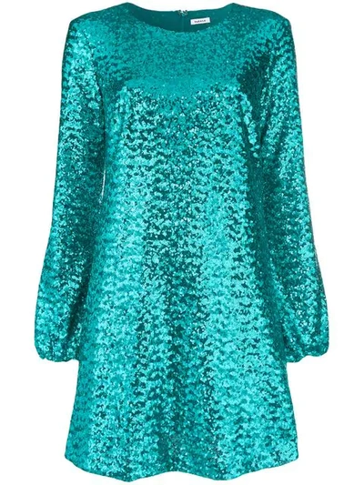 Shop P.a.r.o.s.h. Sequin Flared Dress In Blue