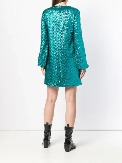 Shop P.a.r.o.s.h. Sequin Flared Dress In Blue