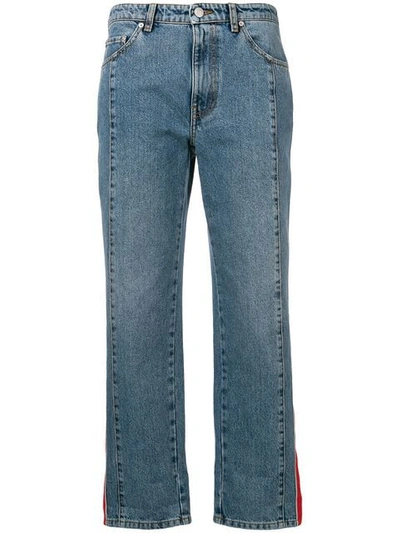 Shop Alexander Mcqueen Side Appliqué Boyfriend Jeans In Blue