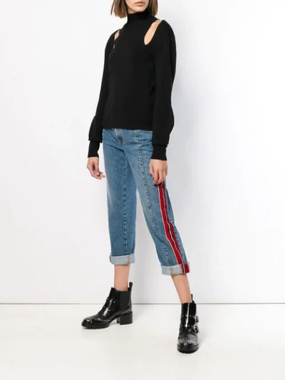 ALEXANDER MCQUEEN SIDE APPLIQUÉ BOYFRIEND JEANS - 蓝色