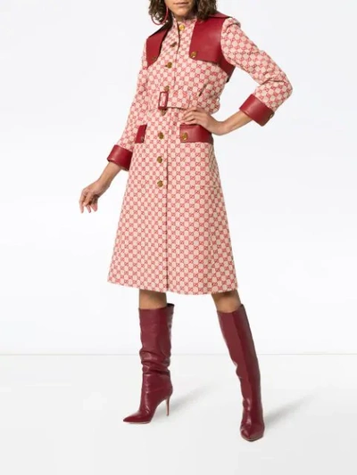 Shop Gucci Gg Print Trench Coat In Red