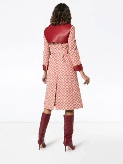 Shop Gucci Gg Print Trench Coat In Red