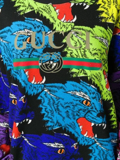 Shop Gucci Tiger Intarsia Sweatshirt In Black