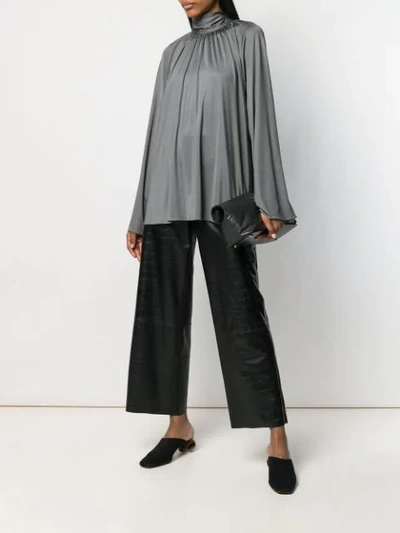 Shop The Row Merrian High-neck Blouse In Grey