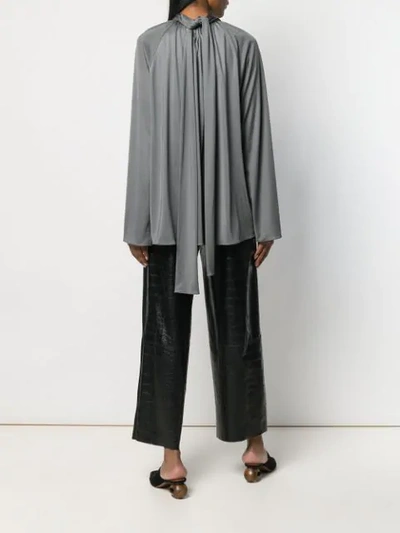 Shop The Row Merrian High-neck Blouse In Grey