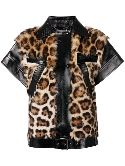 Shop Givenchy Zipped Leopard Vest In Black