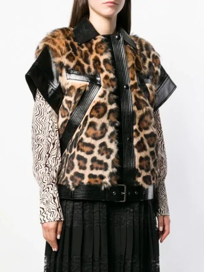 Shop Givenchy Zipped Leopard Vest In Black
