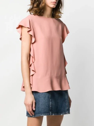 Shop Red Valentino Ruffle Trimming Top In Neutrals