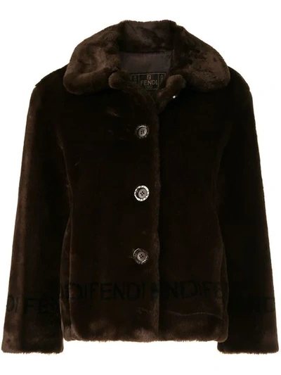 Pre-owned Fendi Faux Fur Jacket In Brown