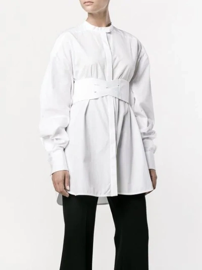Ellery Corset Belt Cotton Shirt In White