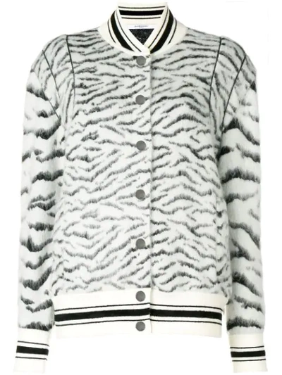 Shop Givenchy Zebra Pattern Bomber Jacket In White