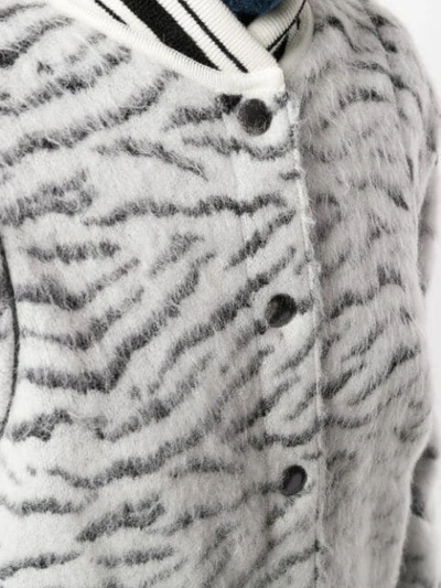 Shop Givenchy Zebra Pattern Bomber Jacket In White