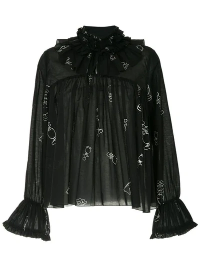 Shop Karen Walker Bad Bishop Blouse In Black