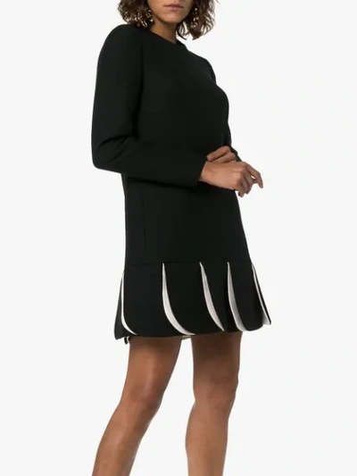 Shop Valentino Pleated Contrast Hem Mini Dress In Black