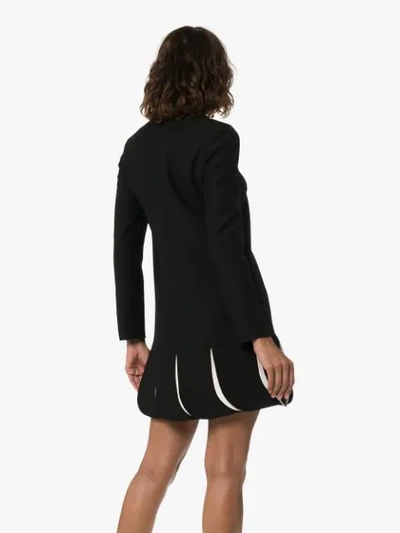 Shop Valentino Pleated Contrast Hem Mini Dress In Black