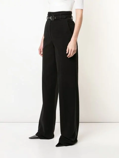 PROENZA SCHOULER 纹理绉纱高腰长裤 - 黑色