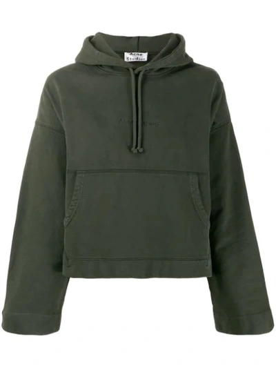 Shop Acne Studios Joghy Emboss Hoodie In Green