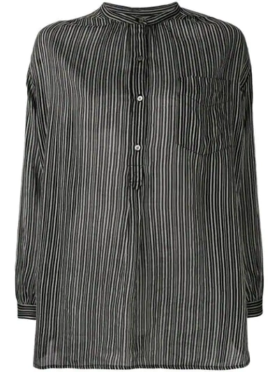 Shop Isabel Marant Étoile Striped Collarless Shirt In Black