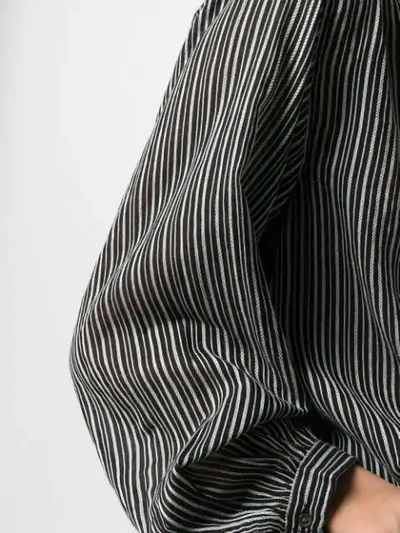 Shop Isabel Marant Étoile Striped Collarless Shirt In Black