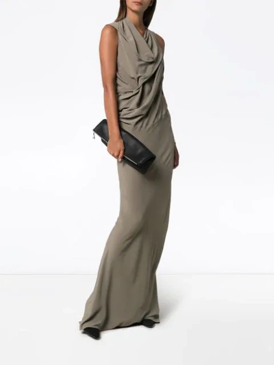 Shop Rick Owens Gathered Cowl-neck Evening Gown In Grey