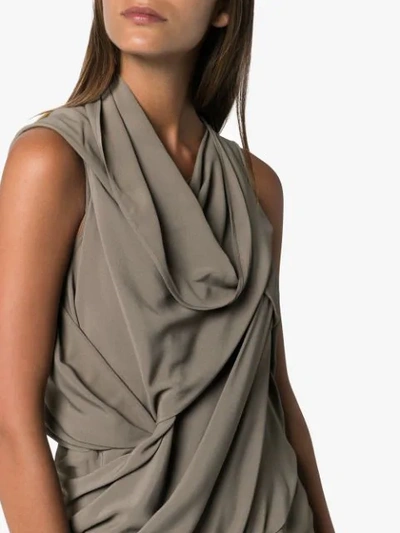 RICK OWENS GATHERED COWL-NECK EVENING GOWN - 灰色
