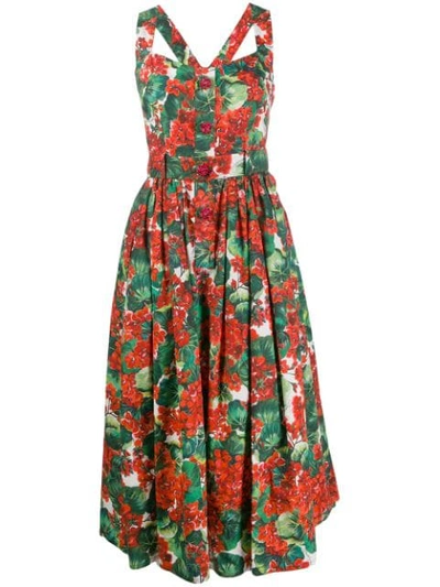 Shop Dolce & Gabbana Portofino-print Midi Dress In Red