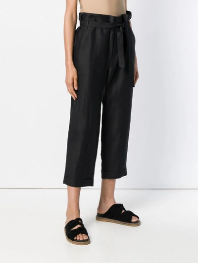 Shop Reality Studio Belted Waist Cropped Trousers In Black