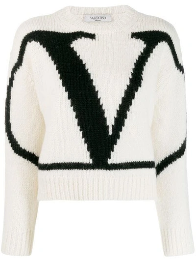 Shop Valentino Vlogo Jumper In White