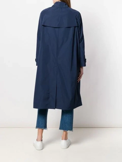 Shop Aspesi Double-breasted Trench Coat In Blue