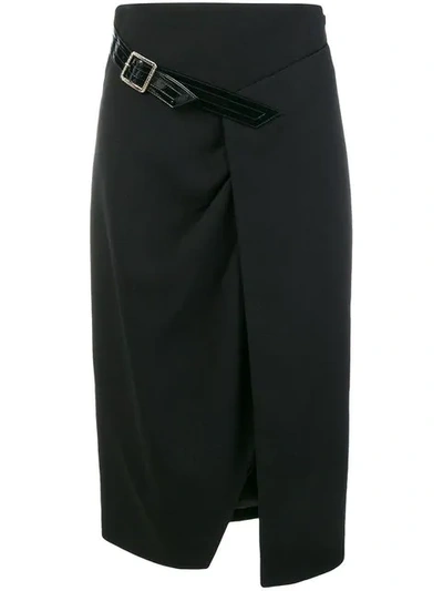 Givenchy Wool Cross-over Mid-length Skirt In Black