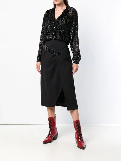 Givenchy Wool Cross-over Mid-length Skirt In Black