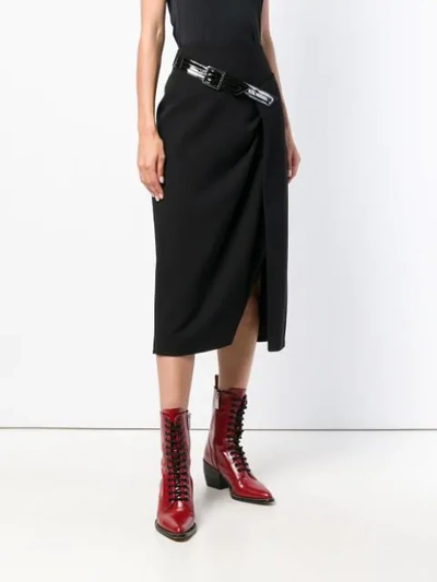 Shop Givenchy Wool Cross-over Mid-length Skirt In Black
