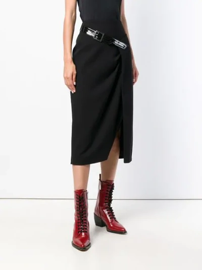 Givenchy Wool Cross-over Mid-length Skirt In Black