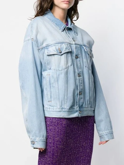 Shop Mm6 Maison Margiela Cut-out Denim Jacket In Blue