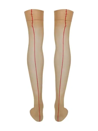 Shop Maison Close Back Seamed Stockings In Neutrals
