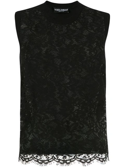 Shop Dolce & Gabbana Lace Tank Top In Black