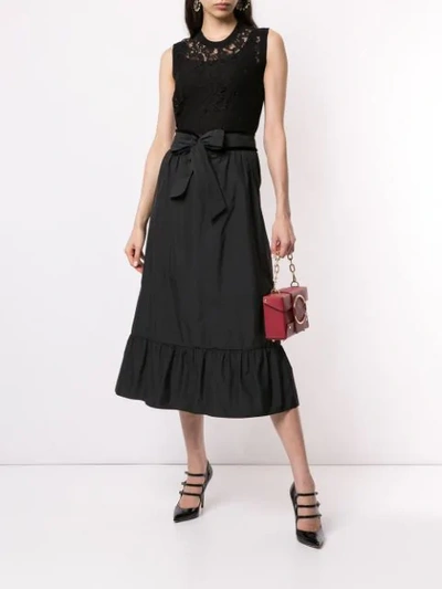 Dolce & Gabbana Sleeveless Lace Front Shell Top In Black