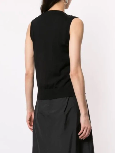 Dolce & Gabbana Sleeveless Lace Front Shell Top In Black