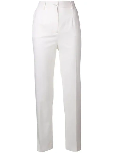 Shop Dolce & Gabbana High-waist Slim-fit Trousers In White