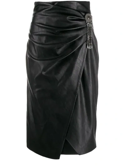 Shop Pinko Embellished Wrap Pencil Skirt In Black