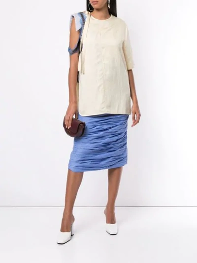 Shop Irene Pleated Midi Skirt In Blue