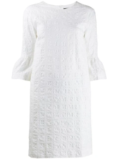 ANTONELLI TEXTURED PUFF SLEEVE DRESS - 白色