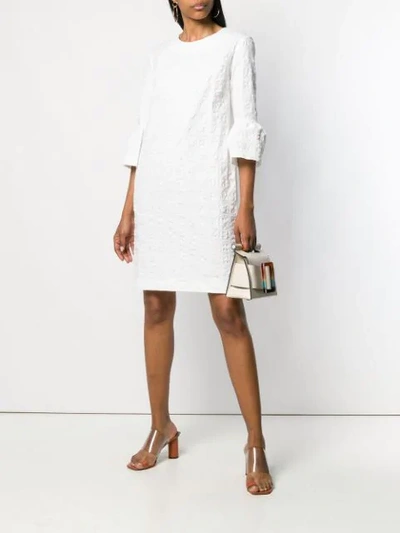 Shop Antonelli Textured Puff Sleeve Dress - White