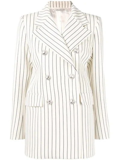 Shop Alessandra Rich Double Breasted Blazer In Neutrals