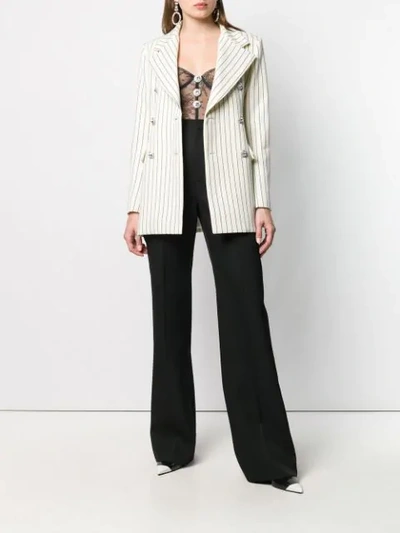 Shop Alessandra Rich Double Breasted Blazer In Neutrals