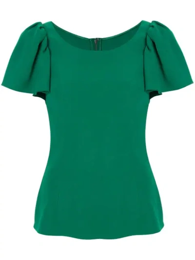 Shop Dolce & Gabbana Ruffled Sleeve Top In Green