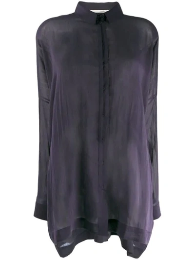 Shop Isabel Benenato Sheer Batwing Sleeve Shirt In Purple