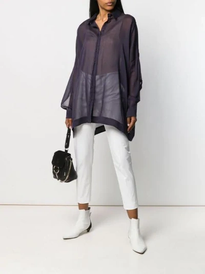 Shop Isabel Benenato Sheer Batwing Sleeve Shirt In Purple