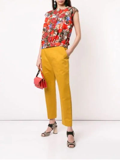 Shop Marni Cropped High Waisted Trousers In Yellow