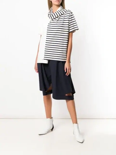 Shop Jw Anderson Striped Jersey T-shirt With Draped Scarf In White